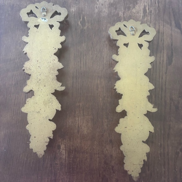 2 Vintage Hollywood Regency Gilded Wall Decor Plaque Syroco Wood Fruits 50's MCM - Picture 6 of 8